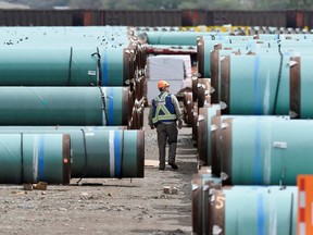 A pipe yard servicing government-owned oil pipeline operator Trans Mountain is seen in Kamloops, British Columbia. PHOTO BY JENNIFER GAUTHIER/REUTERS FILES