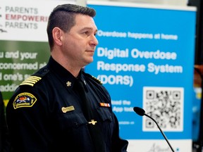 Edmonton Fire Rescue Services Chief Joe Zatylny at a news conference on Monday, Dec. 20, 2021, where it was announced that Edmonton fire stations will serve as a hub in accessing opioid addiction supports in partnership with Alberta government.