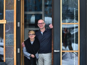 Sonia Poulin, and husband Carsten Brehm at their home west of Edmonton after they struggled to get back from South Africa recently due to the Omicron variant and the affect it has had on flights out of several African countries.
