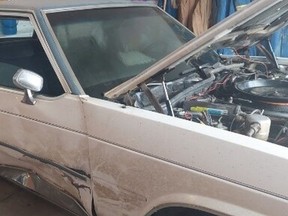 The 1985 Buick LaSabre which Patricia Nunn was driving on Nov. 26, 2021, when the car went off the road and into a frozen body of water. Nunn credits the big car’s design with saving her family, saying any other vehicle would have rolled. A tow company later removed the car using a winch.