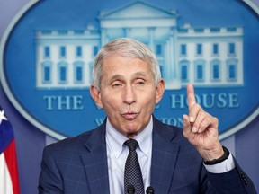 Dr. Anthony Fauci speaks about the Omicron coronavirus variant case, which was detected in California, during a press briefing at the White House in Washington, U.S., December 1, 2021. REUTERS/Kevin Lamarque