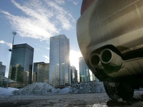 A car idles near the downtown in Edmonton. File photo.