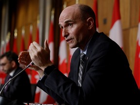 Canada's Minister of Health Jean-Yves Duclos in a press conference in Ottawa on Nov. 30, 2021. REUTERS/Blair Gable