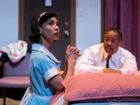 The Mountaintop stars Patricia Cerra as Camae and Ray Strachan, playing at the Varscona Theatre through Feb. 6.