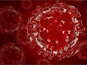 Covid 19 indian strain. Coronavirus mutation. 3d illustration of delta variant covid-19 on red background.