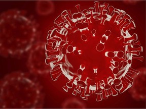 Covid 19 indian strain. Coronavirus mutation. 3d illustration of delta variant covid-19 on red background.