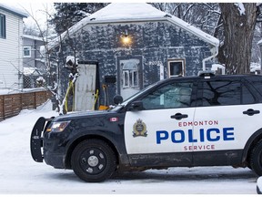 The EPS homicide section is seen investigating a suspicious death Saturday, Jan. 1, 2021. Officers responded to a home near 120 Avenue and 93 Street early Friday morning and discovered a man dead inside the residence.