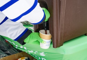 A cup of hot chocolate is poured at Snow Valley during the World Snow Day event held on Sunday, Jan. 16, 2022. Image supplied by Alex Mickelson