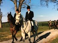 Swiss Men's Choir president Hans Voegeli, right, and friend Jim Fitzgibbon, the late-1970s general manager of Edmonton's just-opened Four Seasons Hotel, on a 2019 fox hunting ride in Virginia.