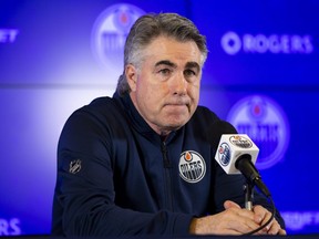 Edmonton Oilers speaks to the media after practice on Monday, Jan. 17, 2022 in Edmonton.