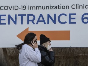 A COVID-19 vaccine clinic at the Thorncliffe Park Community Hub in Toronto.