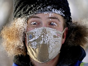 Dave Zylstra endured -27C degree temperatures in Edmonton on Tuesday January 24, 2022, when an extreme cold warning was issued for the Edmonton region by Environment Canada, with wind chill values hovering around -40C degrees. (PHOTO BY LARRY WONG/POSTMEDIA)