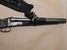 A sawed-off shotgun found at the scene of an Edmonton police shooting of a 33-year-old man on Dec. 31, 2021. Image supplied.