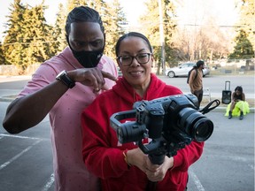 Arlo Maverick and Natalie Meyer on the set of Allow Me to Introduce, now on Telus Optik TV.