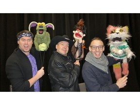 Brendan James Boyd, DerRic Starlight and Andrew Cooper, three Alberta puppeteers who have worked together on and beyond Fraggle Rock.