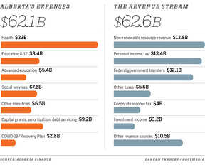 Breaking down the budget expenses. Graphic by Darren Francey/Postmedia