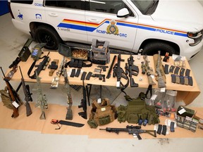 A large assortment of weapons and ammunition was seized near Coutts, during a  crackdown near the Canada/US border. A number of individuals were arrested.