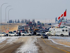 Trucks where coming and going at the Coutts border crossing on Thursday, February 3, 2022.