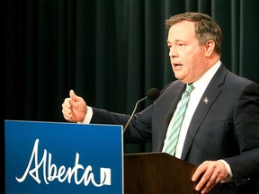 Premier Jason Kenney provides an update on COVID-19 restrictions from the McDougall Centre in Calgary. Tuesday, February 8, 2022.