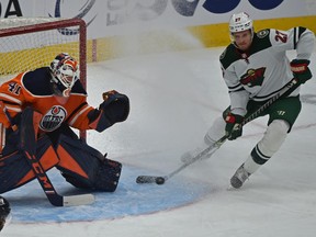 Nick Bjugstad, shown here scoring against the Oilers, is a very large man.