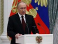 Vladimir Putin speaks during a ceremony to present the highest state awards at the Kremlin in Moscow on Wednesday. He had said this week that fundamental Russian concerns were not being met by the West.