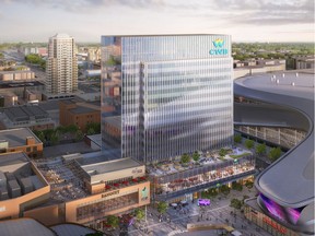 Artist rendering of new CWB national headquarters at ICE District in Edmonton, AB.
