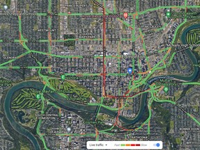Verkehrskarte der Innenstadt von Edmonton über Google Maps