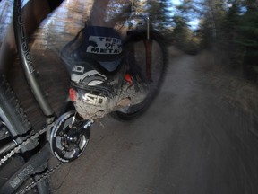 A mountain biker on a trail near the Whitemud Equine centre. File photo.