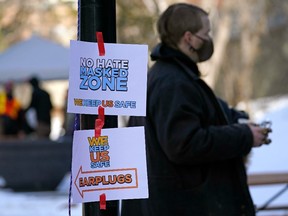 Residents of Edmonton held a block party at Beaver Hills House  Park in downtown Edmonton on Saturday February 26, 2022 as a show of solidarity against the pandemic restrictions motor vehicle convoy protests that have been disrupting the city in recent weeks.