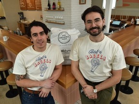 Touring musicians Luke Breiteneder, left, and Lindon Carter are owners of Beb's Bagels.