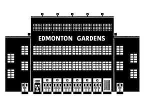 Raymond Biesinger's illustration of Edmonton Gardens, torn down in 1982, one of 305 buildings in his new book with Alex Bozikovic.