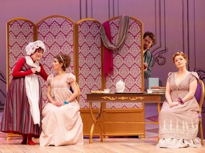 From left, Caitlin Wood, Stephanie Tritchew, Neil Craighead and Jennifer Taverner in Edmonton Opera's production of Così fan tutte.