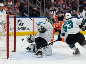 Sharks take the lead three times, only to lose to Oilers in OT