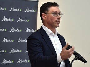 Minister of Jobs, Economy and Innovation Doug Schweitzer, announces $1 million in financial support for women in science, technology, engineering and math at NorQuest College Tuesday, March 8, 2022.