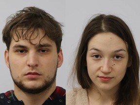 ALERT’s human trafficking and counter exploitation unit made arrests and searched two associated homes on Feb. 16, 2022. Alexander Basaraba, 20, left, and Brooklyn Jober Sutherland, 19, have been charged with numerous offences.