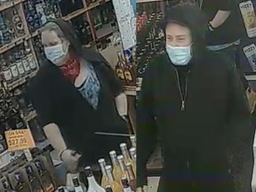 Edmonton police are asking for the public's help to identify two suspects in an armed liquor store robbery.