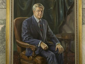 Portrait of former Alberta premier Peter Lougheed.