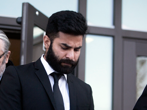 Jaskirat Singh Sidhu leaves provincial court in Melfort, Sask., January 8, 2019. Sidhu, the driver of a transport truck involved in a deadly crash with the Humboldt Broncos junior hockey team's bus, pleaded guilty to all charges against him.