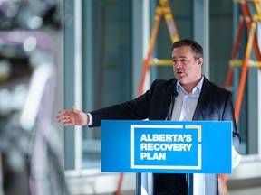 Alberta Premier Jason Kenney speaks at a press conference in December.