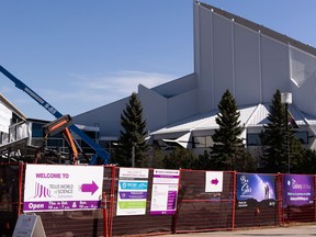 Construction crews continue their work on the Telus World of Science Edmonton's Aurora Project, a major expansion of the science centre, in Edmonton, on Wednesday, April 21, 2021.