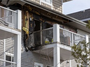 Fire destroyed an apartment at 5340 199 St. on Monday, April 25, 2022.