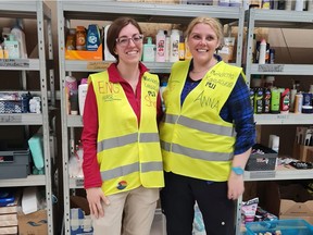 Edmonton nurses Shayna Lavallee, left, and Anna McRobbie have been in Poland/Ukraine volunteering to help refugees fleeing the war.