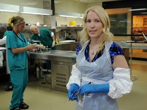 Dr. Anny Sauvageau, seen at the Edmonton medical examiner's office in 2011 when she was deputy chief medical examiner. More than a decade later Sauvageau is suing the Alberta government, claiming she was wrongfully dismissed because she stood up to political interference in her office.