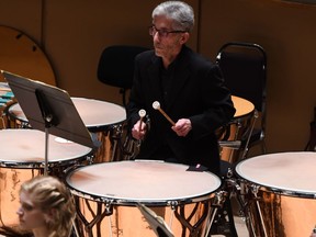 Barry Nemish delivered a timpani solo with ESO while Alex Prior conducted on Friday night.