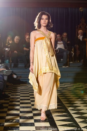 One of 22 diverse models wearing Stanley Carroll's final collection, Flight, .