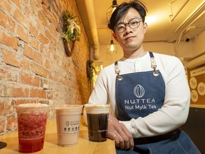 Samuel Lee, owner of Nuttea Nut Mylk with his vegan based coffee and teas.