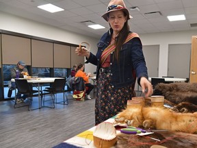 Natalie Pepin teaches Metis and Indigenous cultural practices, like birch baskets weaving, as part of Fort Edmonton Park's Indigenous experience.