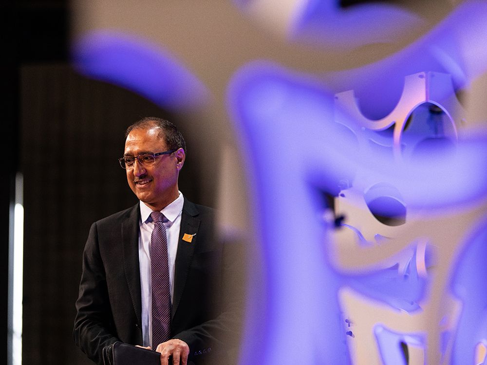 Mayor Amarjeet Sohi delivers the State of the City address to the Edmonton Chamber of Commerce at Edmonton Convention Centre on Tuesday, May 10, 2022. 