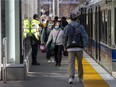 Passengers at the Health Sciences/Jubilee LRT station on Thursday, April 28, 2022 in Edmonton.
