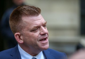 Fort McMurray-Lac La Biche MLA Brian Jean speaks with media at McDougall Center in Calgary before a UCP caucus meeting on Thursday, May 19, 2022. The UCP were meeting following Premier Jason Kenney's announcement Wednesday night that he will be resigning as leader.